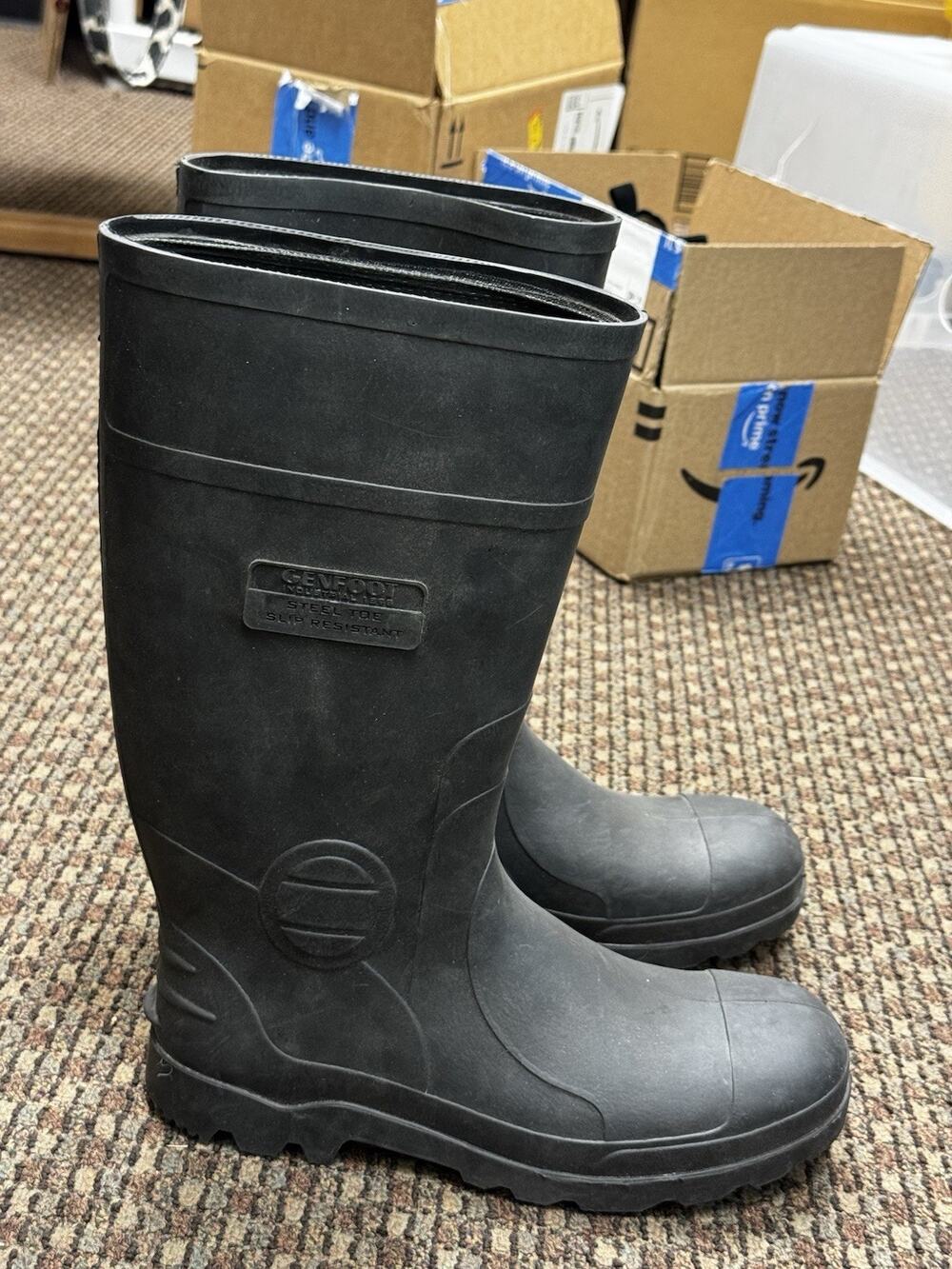 Genfoot Industrial Steel Toe Rubber Work Boots Mens Size 9 Slip Resistant